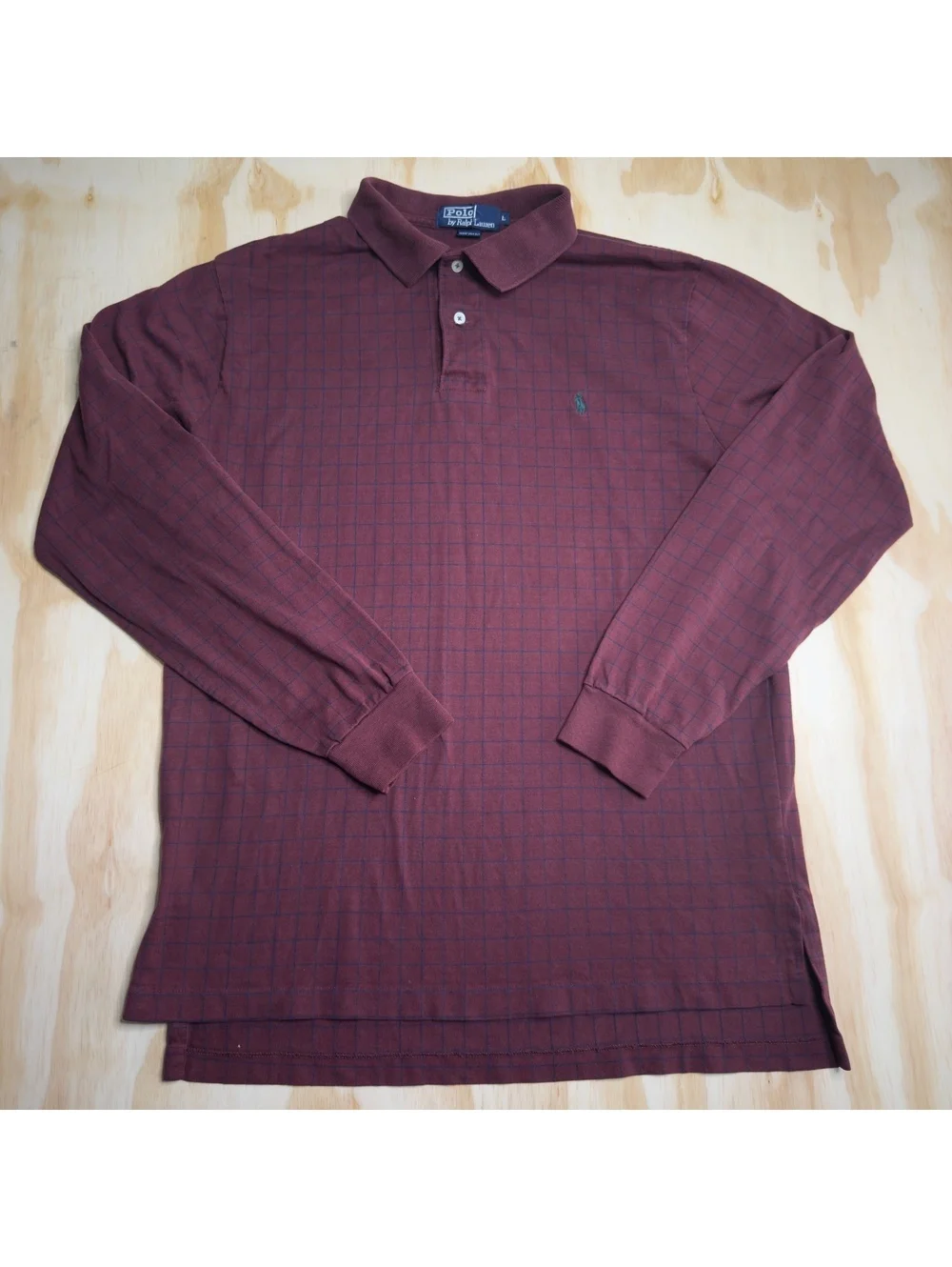Vintage Polo by Ralph Lauren Long Sleeve Windowpane Checkered Polo Shirt Size L